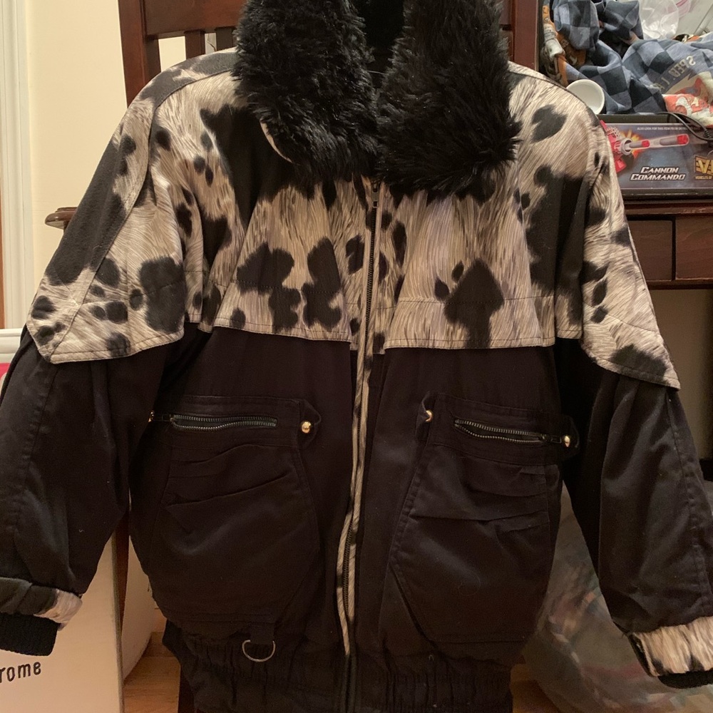 Vintage oversized cow print jacket